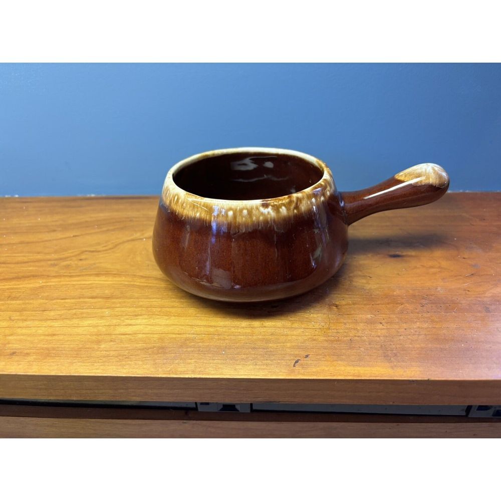 VTG McCoy Brown Drip Solid Handle French Onion Soup Chili Bowl 7054 USA - Picture 2 of 9